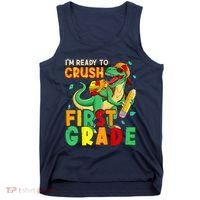 Kids Im Ready To Crush First Grade Back To School Dinosaur Tank Top thumb 0