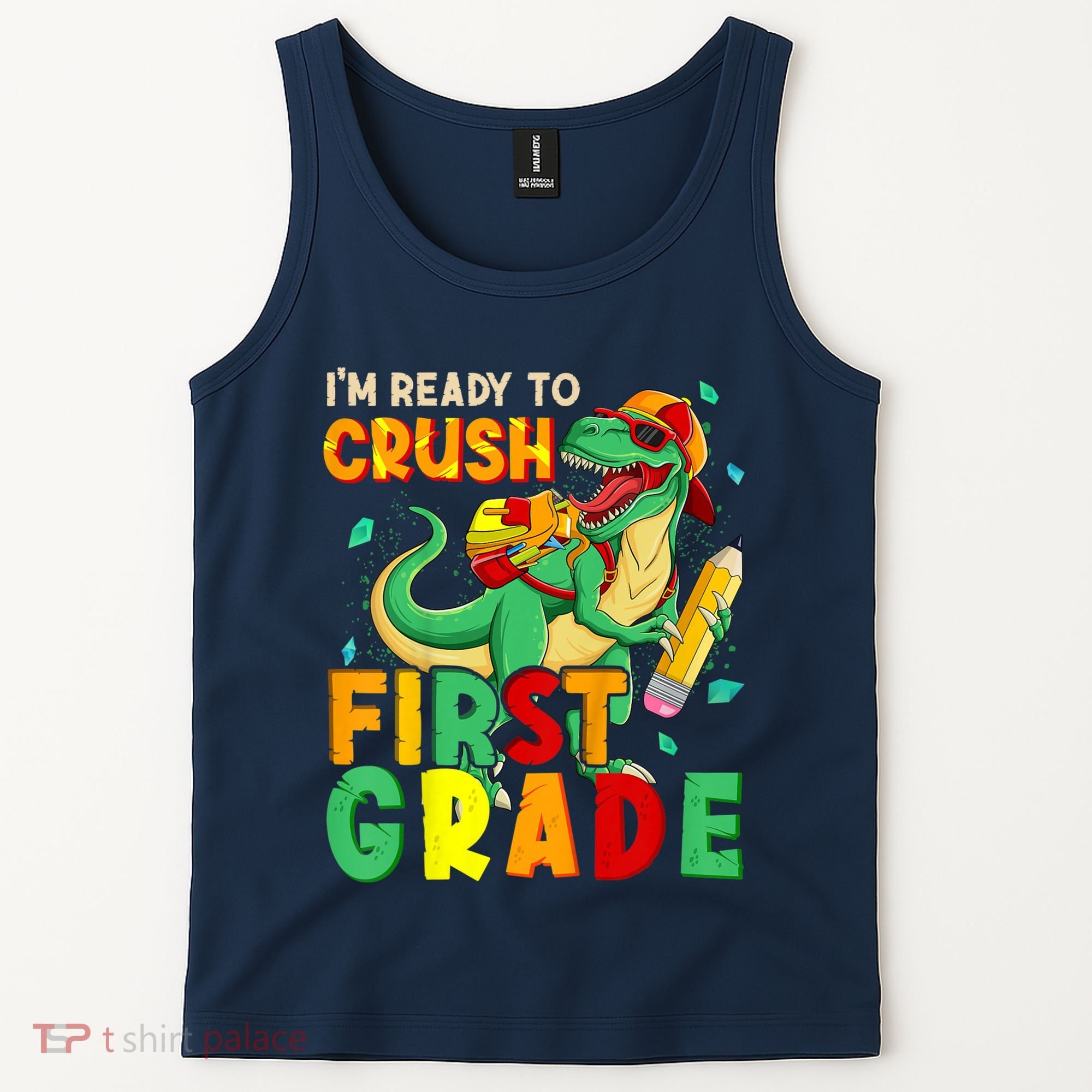Kids Im Ready To Crush First Grade Back To School Dinosaur Tank Top