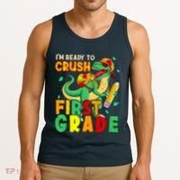 Kids Im Ready To Crush First Grade Back To School Dinosaur Tank Top thumb 3