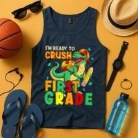 Kids Im Ready To Crush First Grade Back To School Dinosaur Tank Top thumb 4