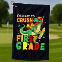 Kids Im Ready To Crush First Grade Back To School Dinosaur Golf Towel thumb 1