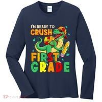 Kids Im Ready To Crush First Grade Back To School Dinosaur Women's Long Sleeve Shirt thumb 0