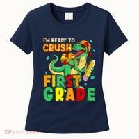 Kids Im Ready To Crush First Grade Back To School Dinosaur Women's T-Shirt thumb 0