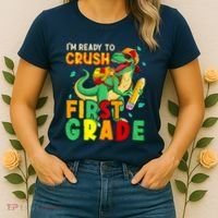Kids Im Ready To Crush First Grade Back To School Dinosaur Women's T-Shirt thumb 2