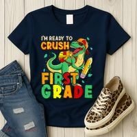Kids Im Ready To Crush First Grade Back To School Dinosaur Women's T-Shirt thumb 3