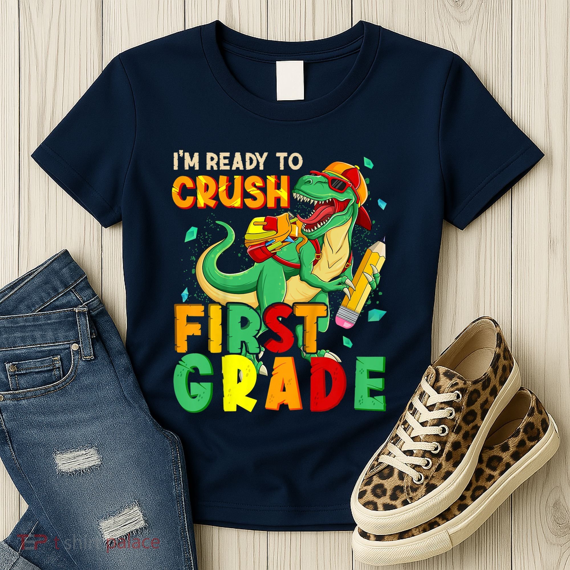 Kids Im Ready To Crush First Grade Back To School Dinosaur Women's T-Shirt