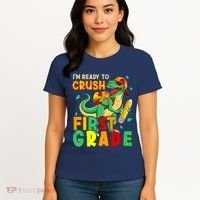 Kids Im Ready To Crush First Grade Back To School Dinosaur Women's T-Shirt thumb 4