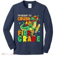 Kids Im Ready To Crush First Grade Back To School Dinosaur Kids Long Sleeve Shirt thumb 0