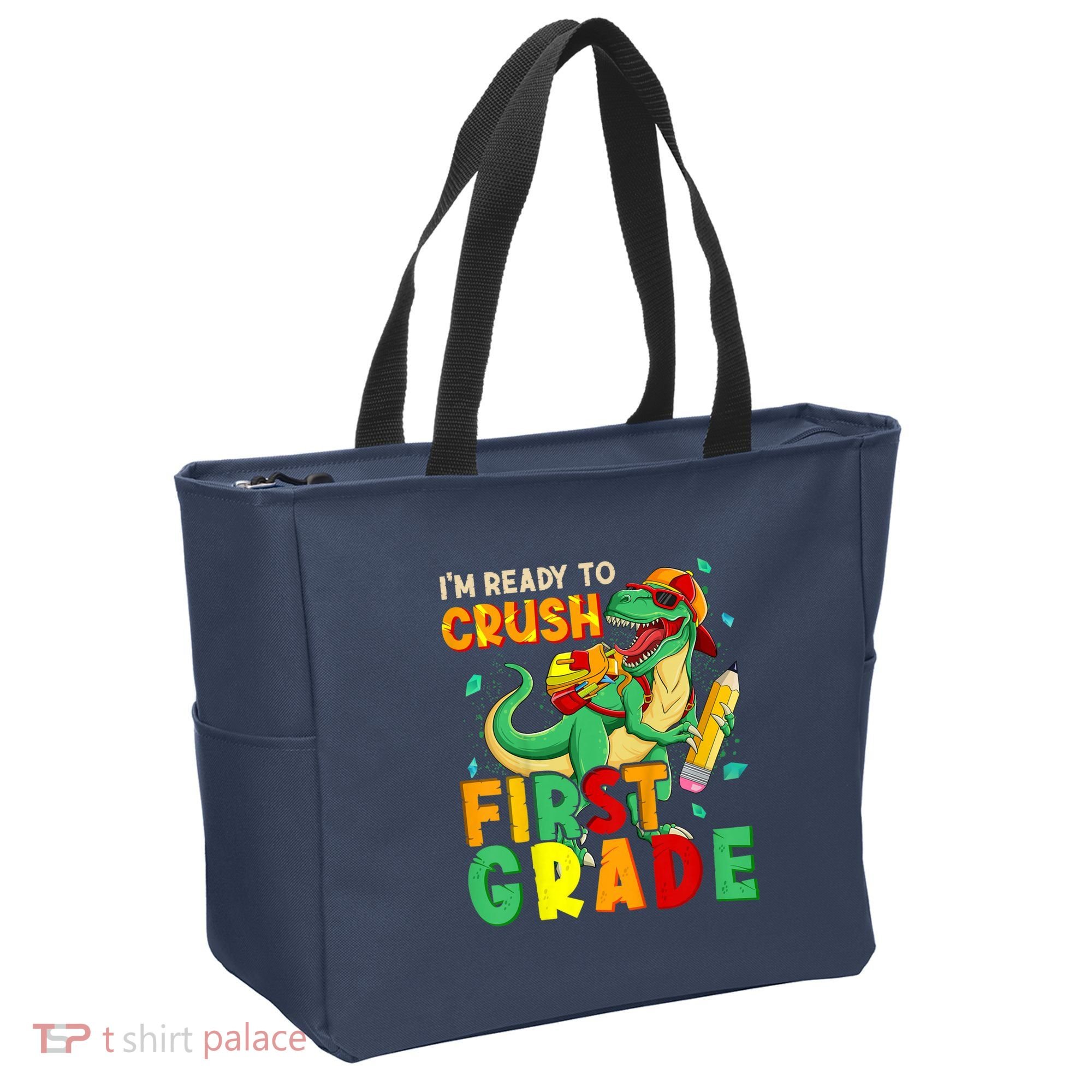 Kids Im Ready To Crush First Grade Back To School Dinosaur Tote Bag