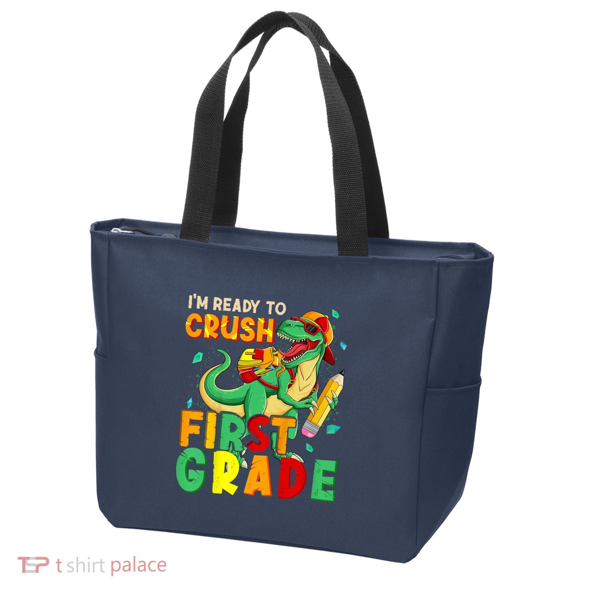 Kids Im Ready To Crush First Grade Back To School Dinosaur Tote Bag