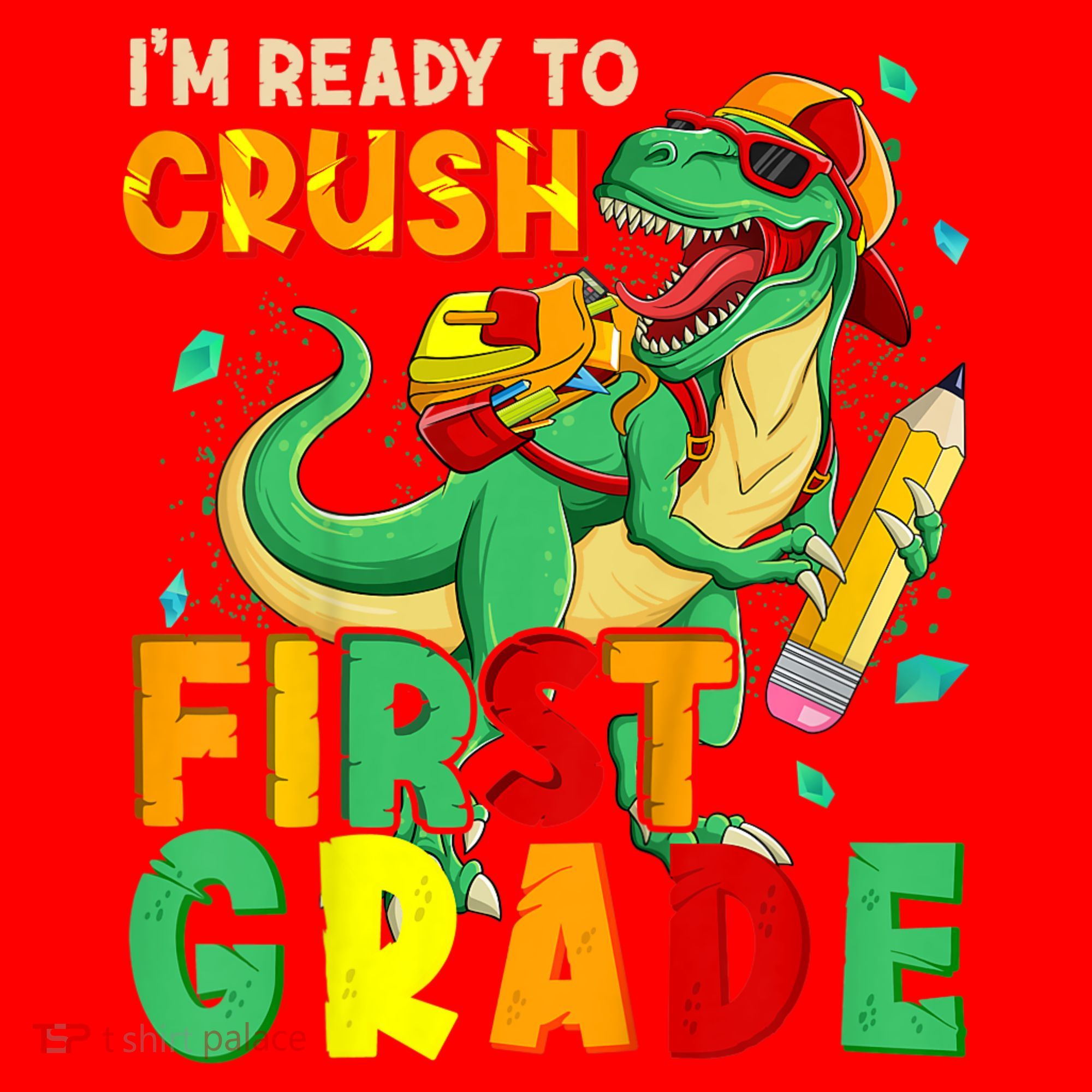 Kids Im Ready To Crush First Grade Back To School Dinosaur Santa Hat