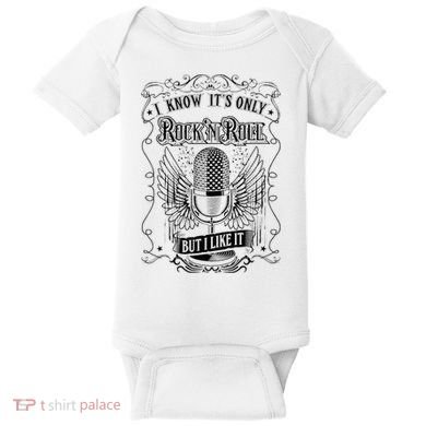 Know ItS Rock And Roll But I Like It Retro Microphone Baby Bodysuit