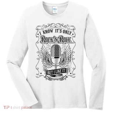 Know ItS Rock And Roll But I Like It Retro Microphone Women's Long Sleeve Shirt