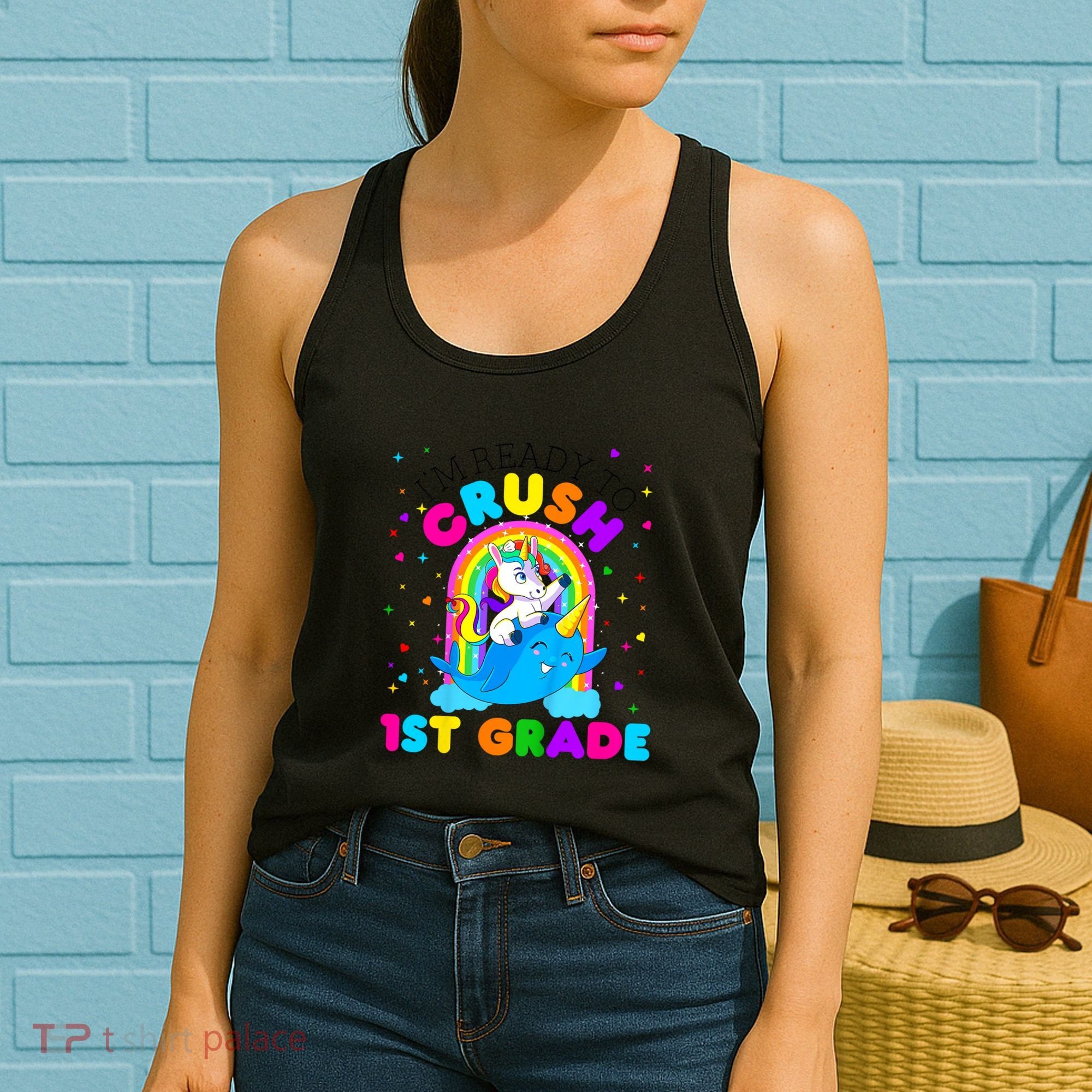 Kids Im Ready To Crush 1st Grade Unicorn Back To School Girl Women's Tank Top