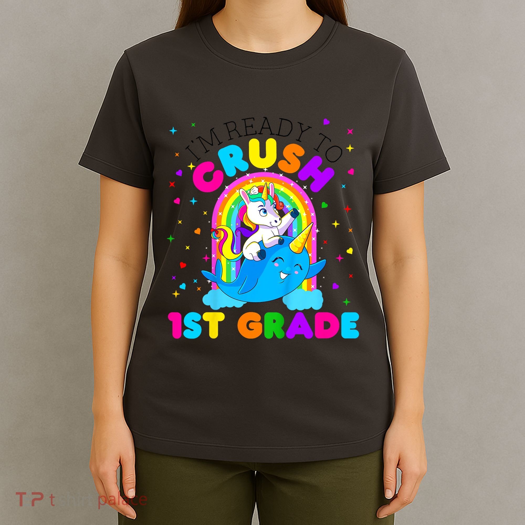 Kids Im Ready To Crush 1st Grade Unicorn Back To School Girl T-Shirt