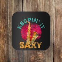 Keepin It Saxy Sax Player Jazz Musician Gifts Saxophone Coaster thumb 0