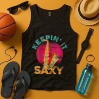 Keepin It Saxy Sax Player Jazz Musician Gifts Saxophone Tank Top thumb 4