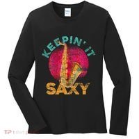 Keepin It Saxy Sax Player Jazz Musician Gifts Saxophone Women's Long Sleeve Shirt thumb 0