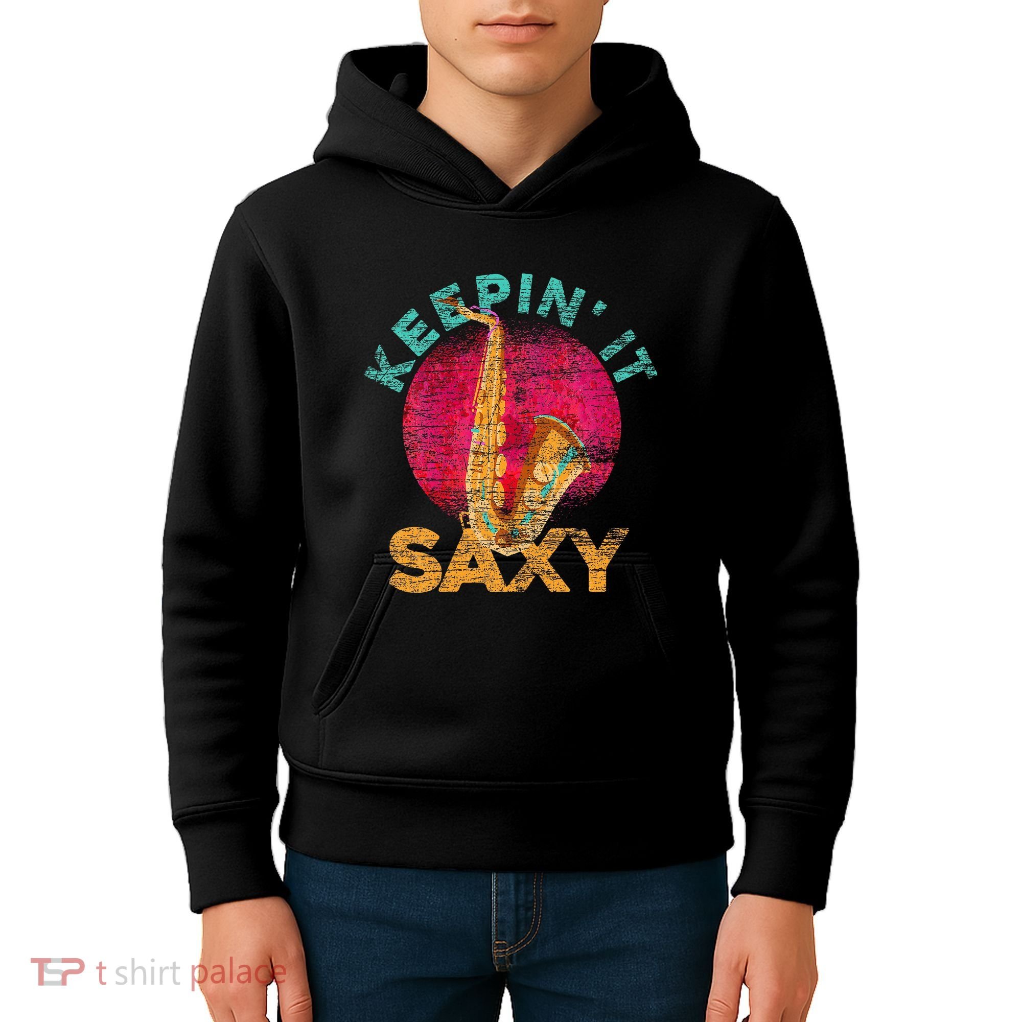 Keepin It Saxy Sax Player Jazz Musician Gifts Saxophone Kids Hoodie