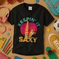Keepin It Saxy Sax Player Jazz Musician Gifts Saxophone Kids T-Shirt thumb 3