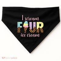 Kids I Scream Four Ice Cream 4th Birthday USA-Made Doggie Bandana thumb 0