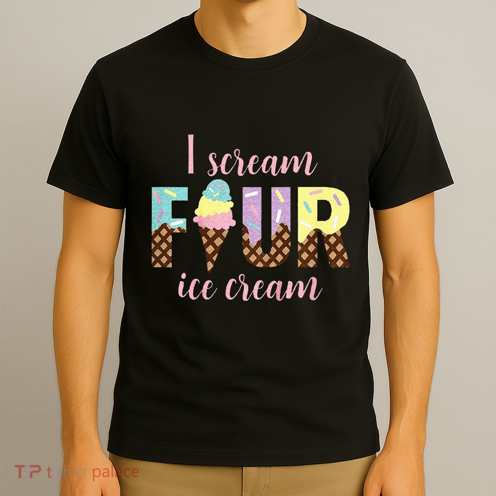 Kids I Scream Four Ice Cream 4th Birthday T-Shirt