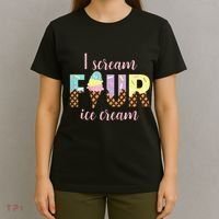 Kids I Scream Four Ice Cream 4th Birthday T-Shirt thumb 4