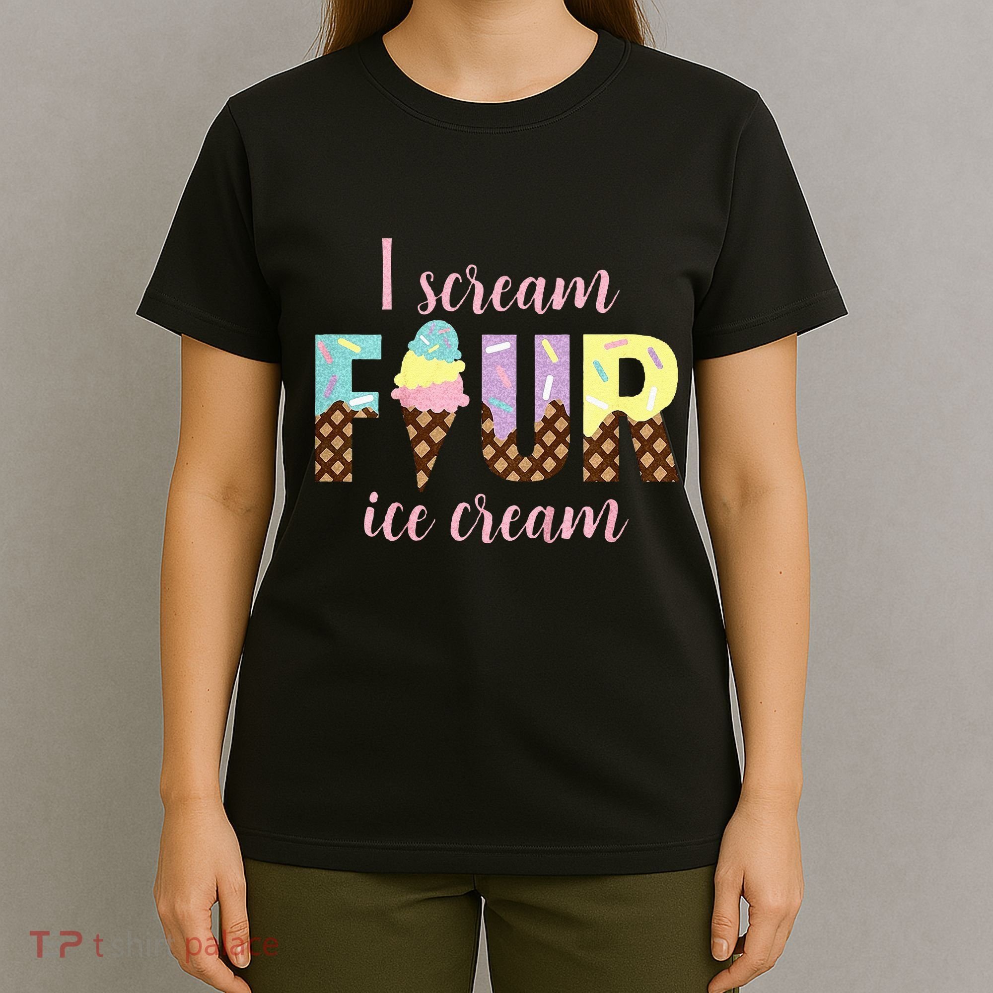 Kids I Scream Four Ice Cream 4th Birthday T-Shirt