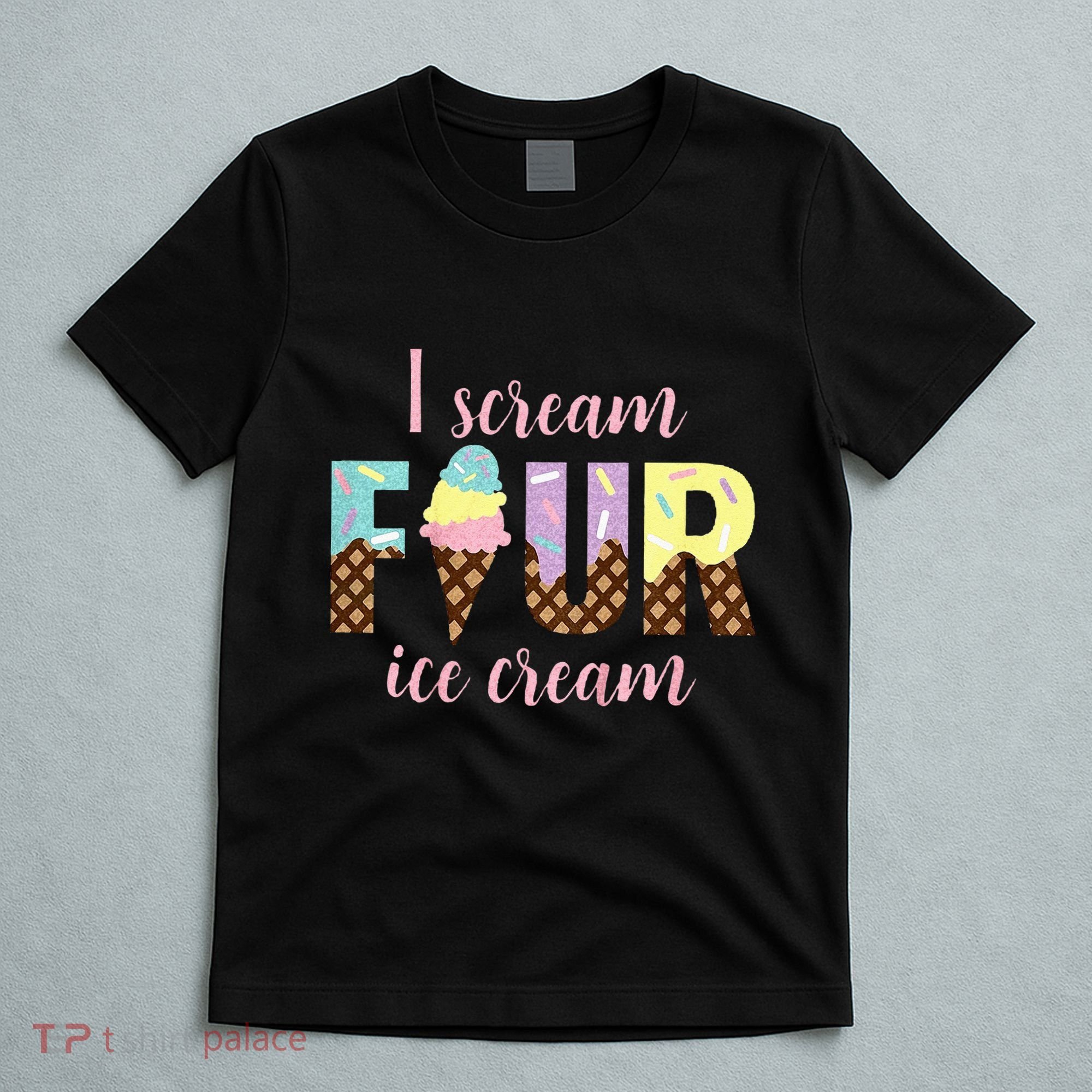 Kids I Scream Four Ice Cream 4th Birthday T-Shirt
