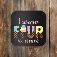 Kids I Scream Four Ice Cream 4th Birthday Coaster thumb 0