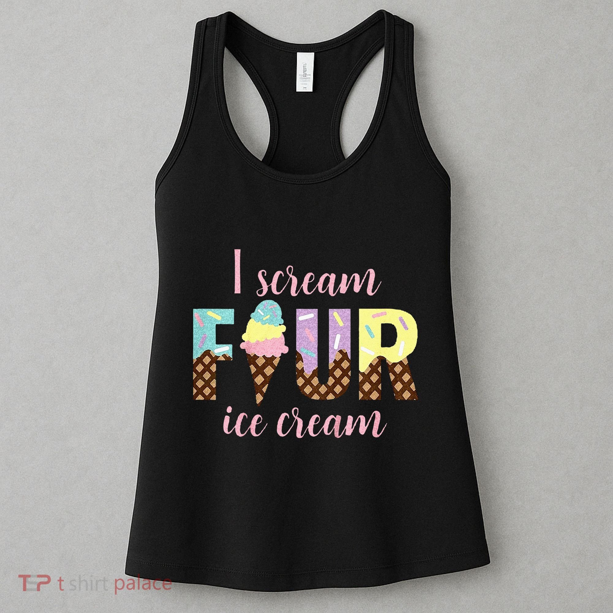 Kids I Scream Four Ice Cream 4th Birthday Women's Tank Top