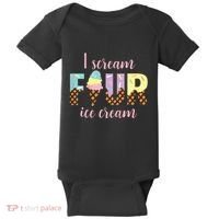 Kids I Scream Four Ice Cream 4th Birthday Baby Bodysuit thumb 0