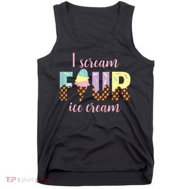 Kids I Scream Four Ice Cream 4th Birthday Tank Top