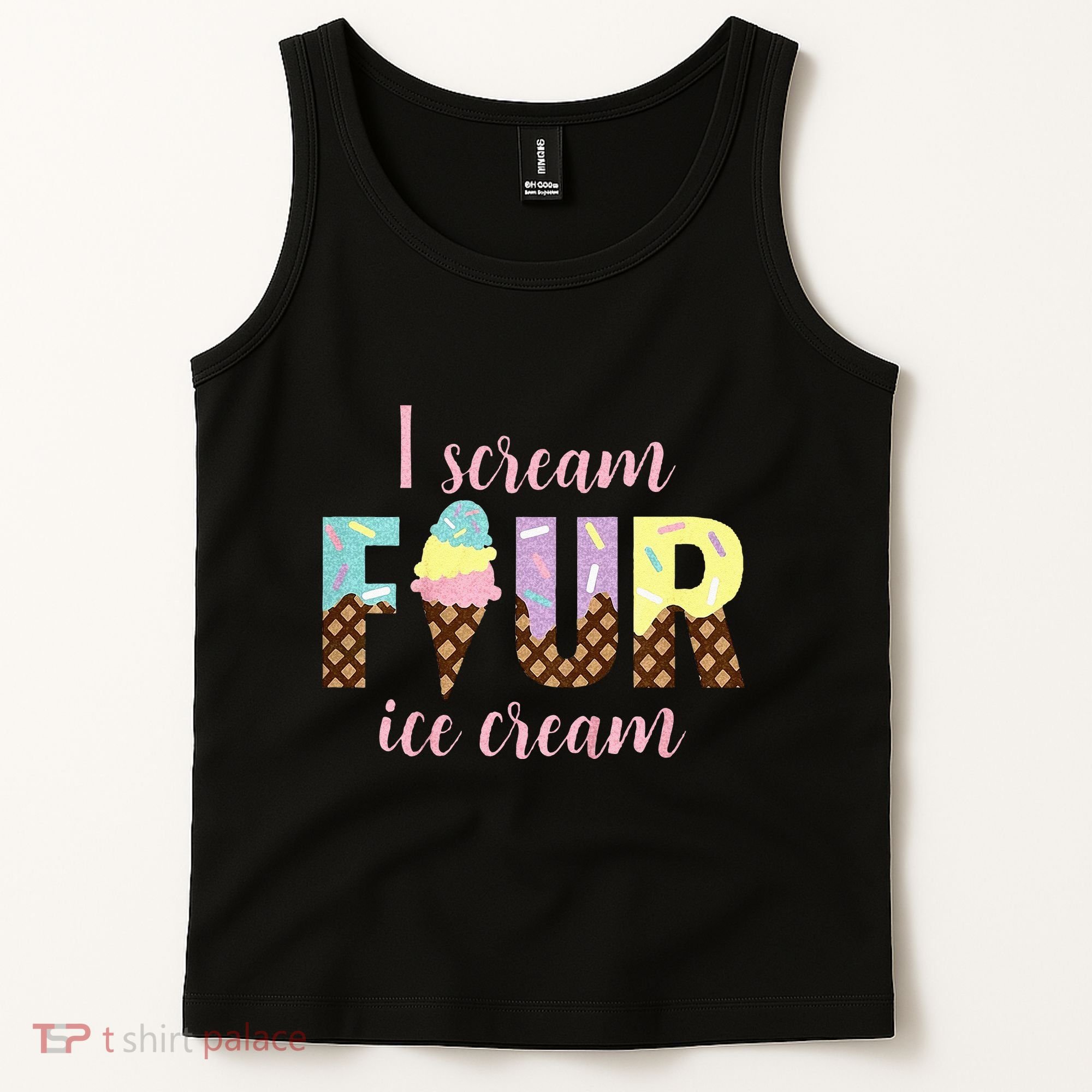 Kids I Scream Four Ice Cream 4th Birthday Tank Top