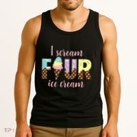 Kids I Scream Four Ice Cream 4th Birthday Tank Top thumb 3