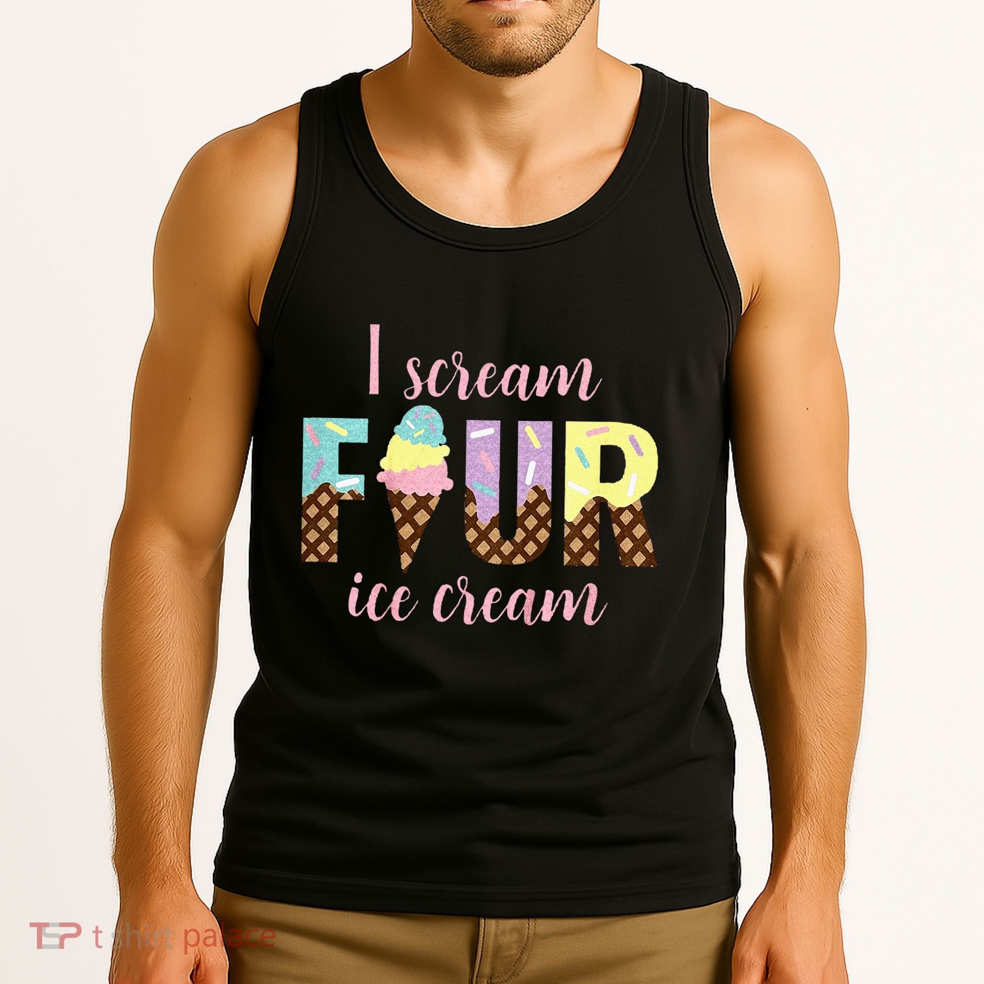 Kids I Scream Four Ice Cream 4th Birthday Tank Top