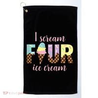 Kids I Scream Four Ice Cream 4th Birthday Golf Towel thumb 0
