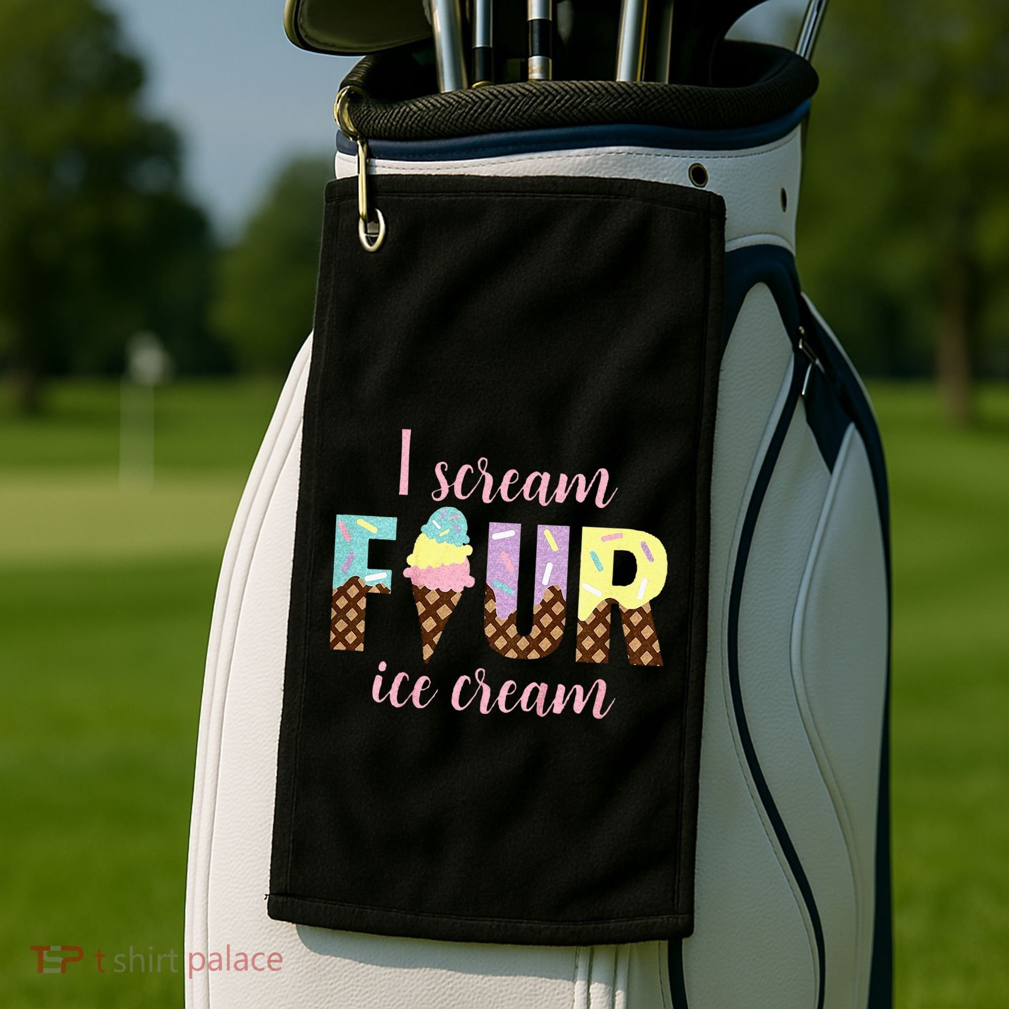 Kids I Scream Four Ice Cream 4th Birthday Golf Towel
