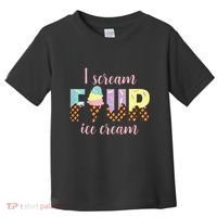 Kids I Scream Four Ice Cream 4th Birthday Toddler T-Shirt thumb 0