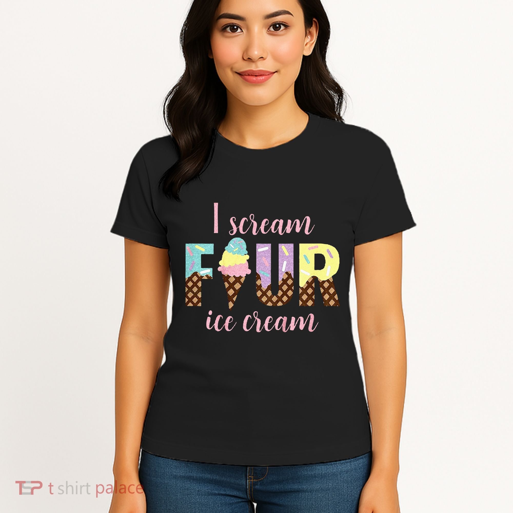 Kids I Scream Four Ice Cream 4th Birthday Women's T-Shirt