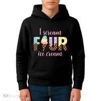 Kids I Scream Four Ice Cream 4th Birthday Kids Hoodie thumb 4
