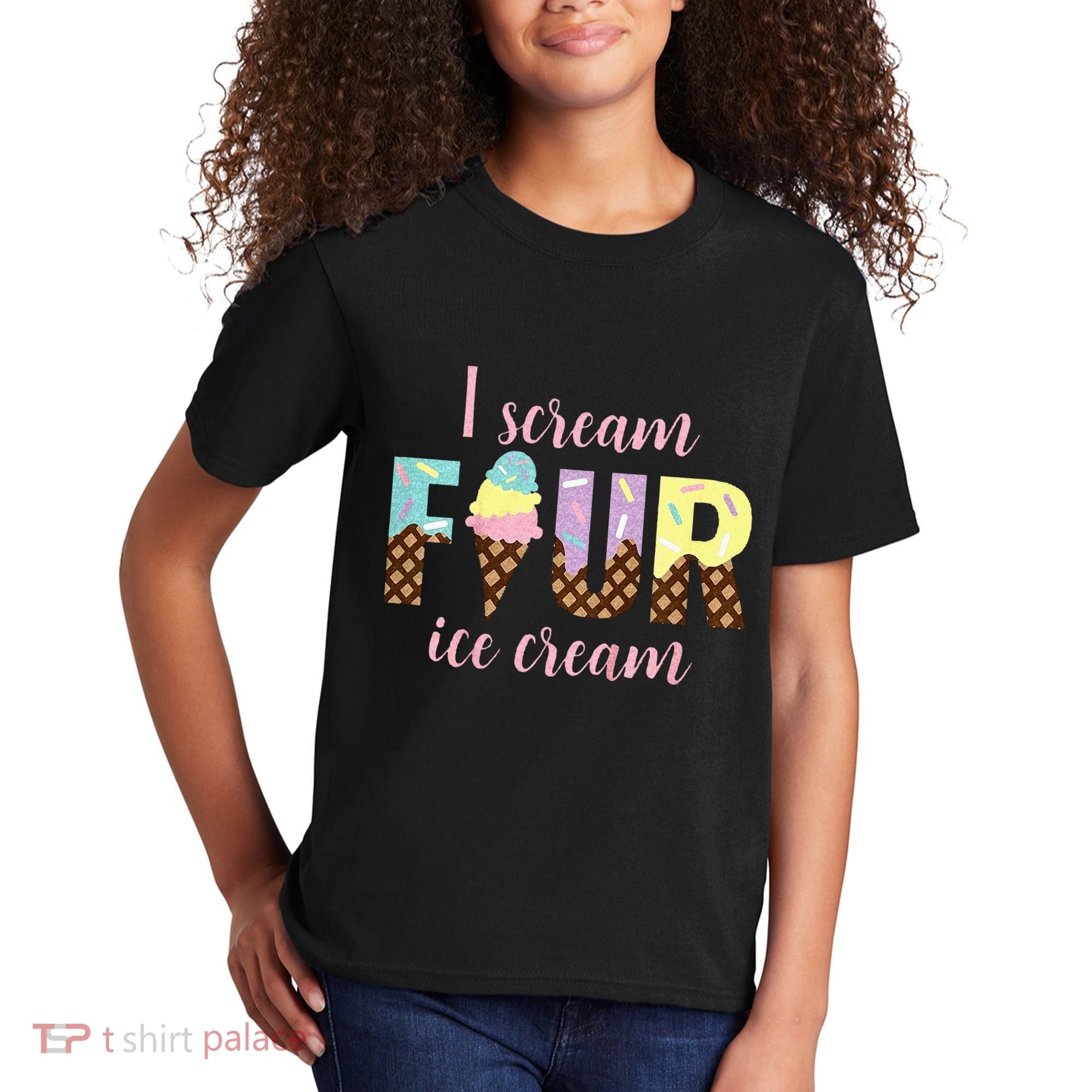 Kids I Scream Four Ice Cream 4th Birthday Kids T-Shirt