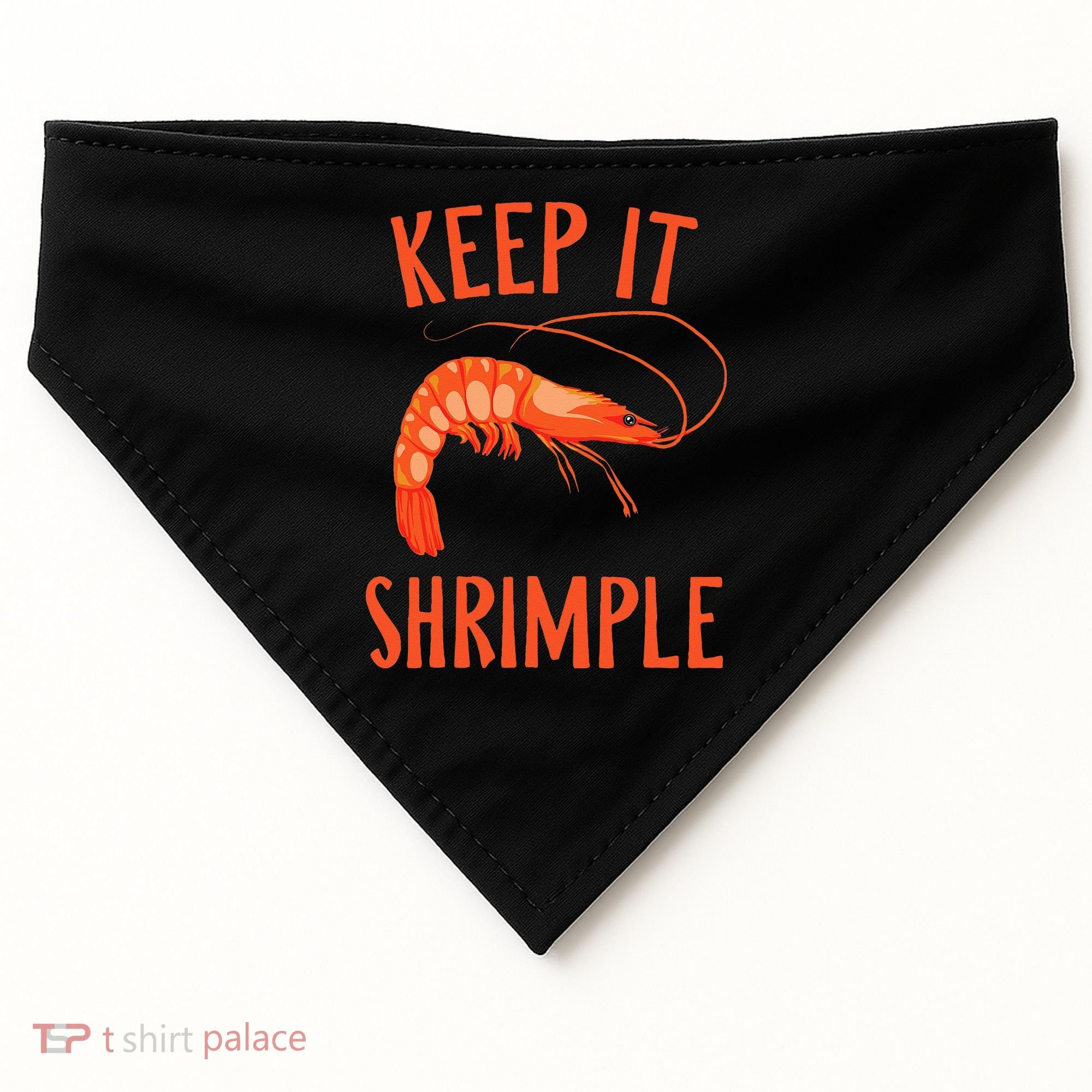 Keep It Shrimple Shrimps Crawfish Crab Seafood Lover USA-Made Doggie Bandana