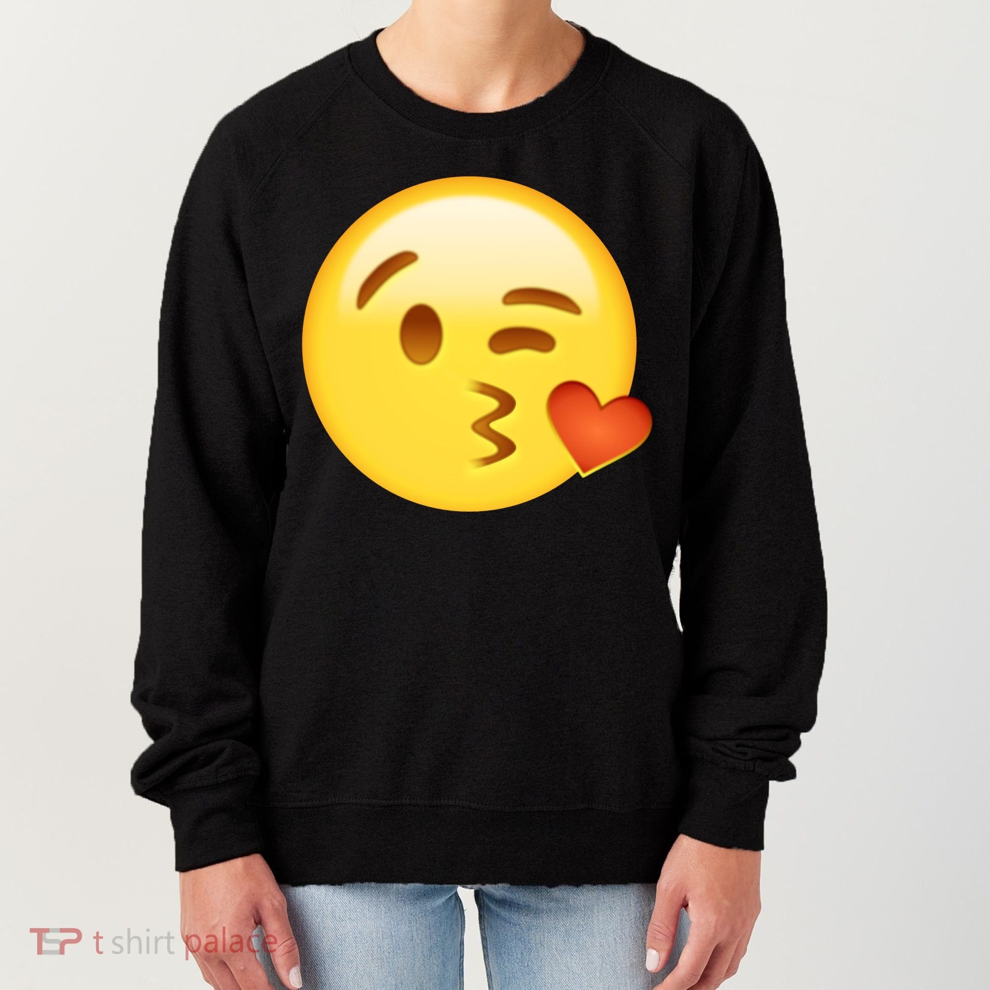 Kiss Face Emoticon Emoji Kissing Heart Women's Sweatshirt