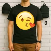 Kiss Face Emoticon Emoji Kissing Heart T-Shirt thumb 6