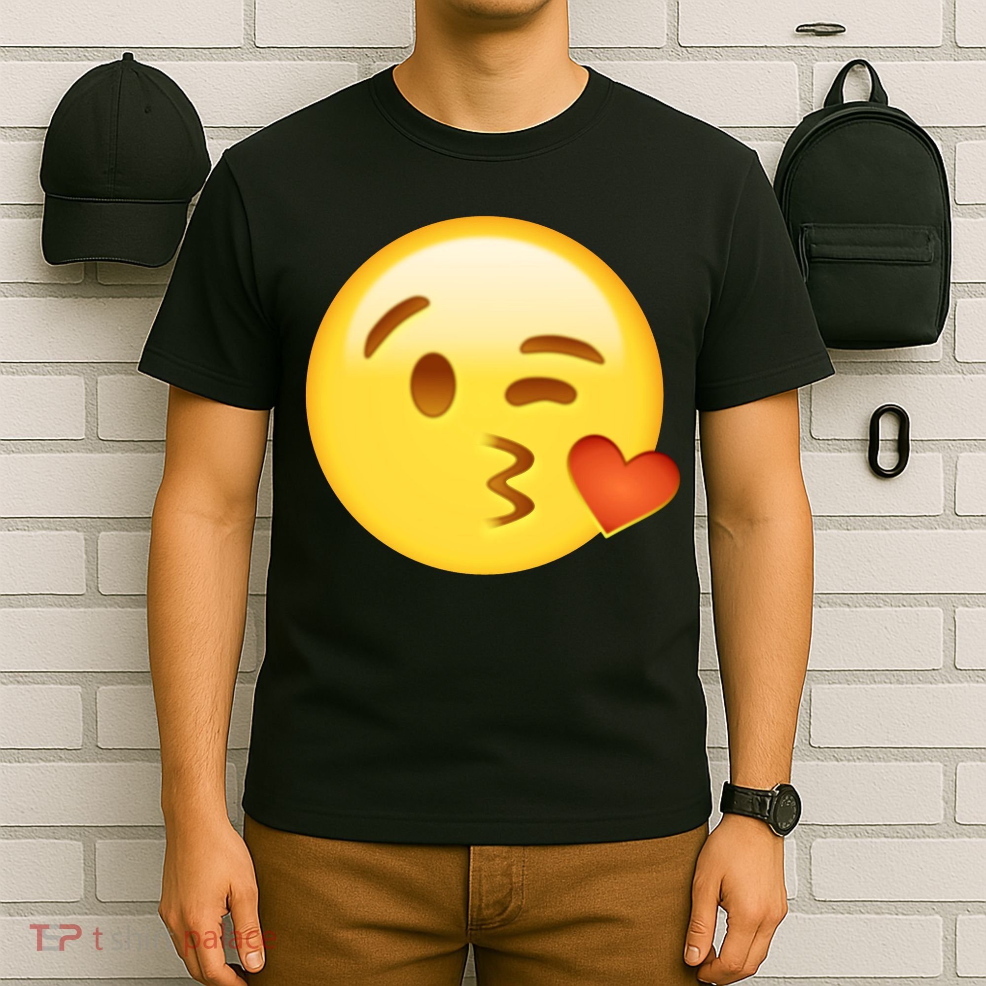 Kiss Face Emoticon Emoji Kissing Heart T-Shirt