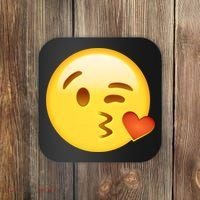 Kiss Face Emoticon Emoji Kissing Heart Coaster thumb 0