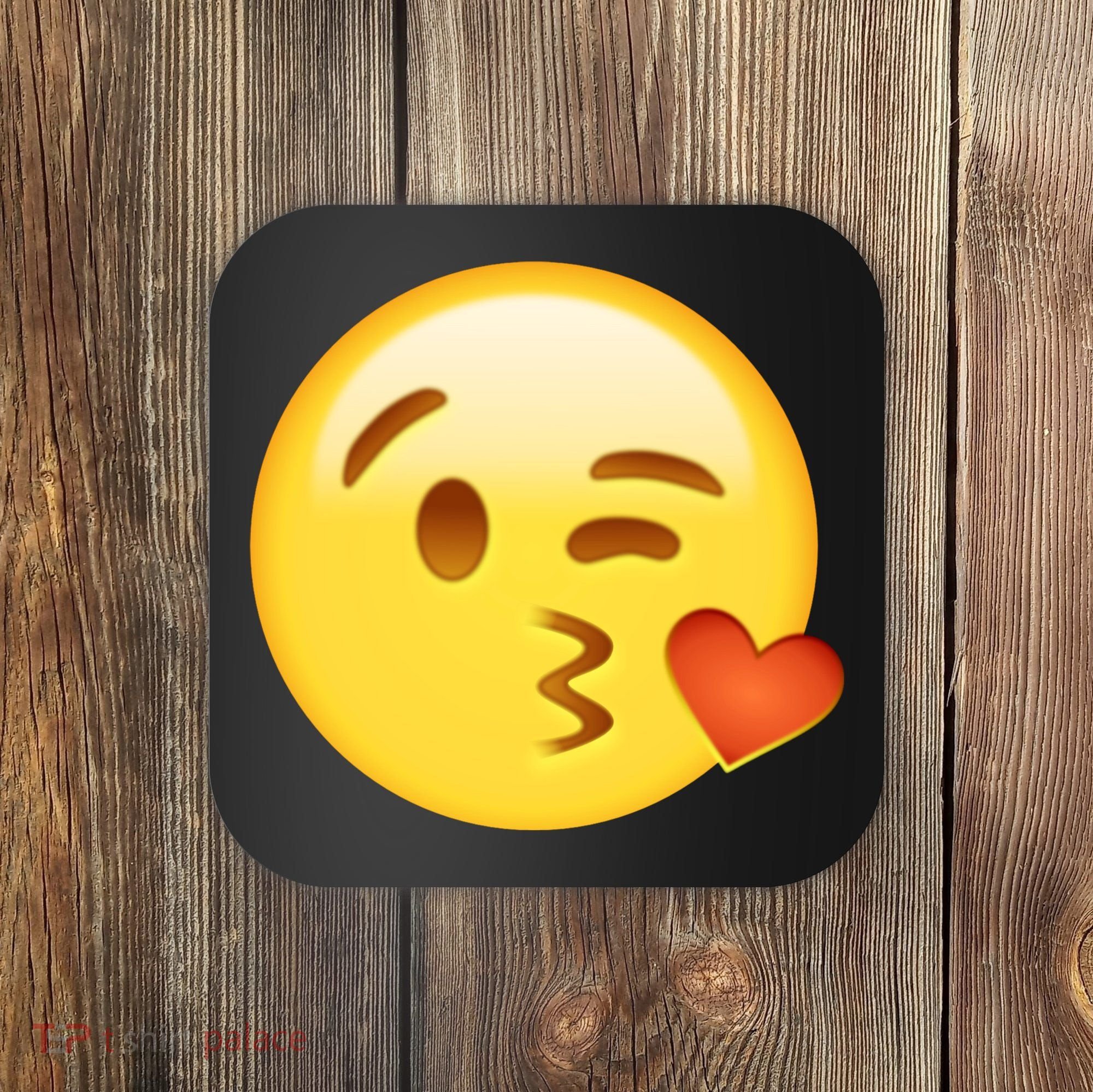 Kiss Face Emoticon Emoji Kissing Heart Coaster