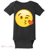 Kiss Face Emoticon Emoji Kissing Heart Baby Bodysuit thumb 0