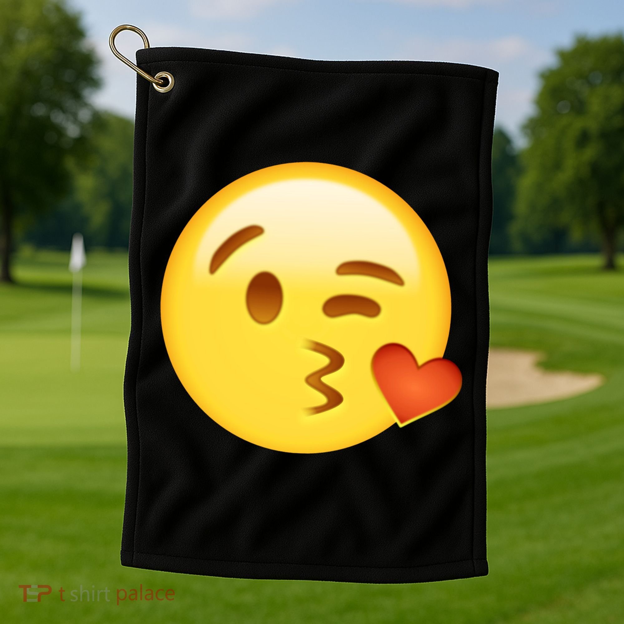 Kiss Face Emoticon Emoji Kissing Heart Golf Towel